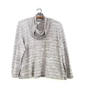 J Jill PureJill Textured Gray Funnel Neck Pullover Size Large Cotton
